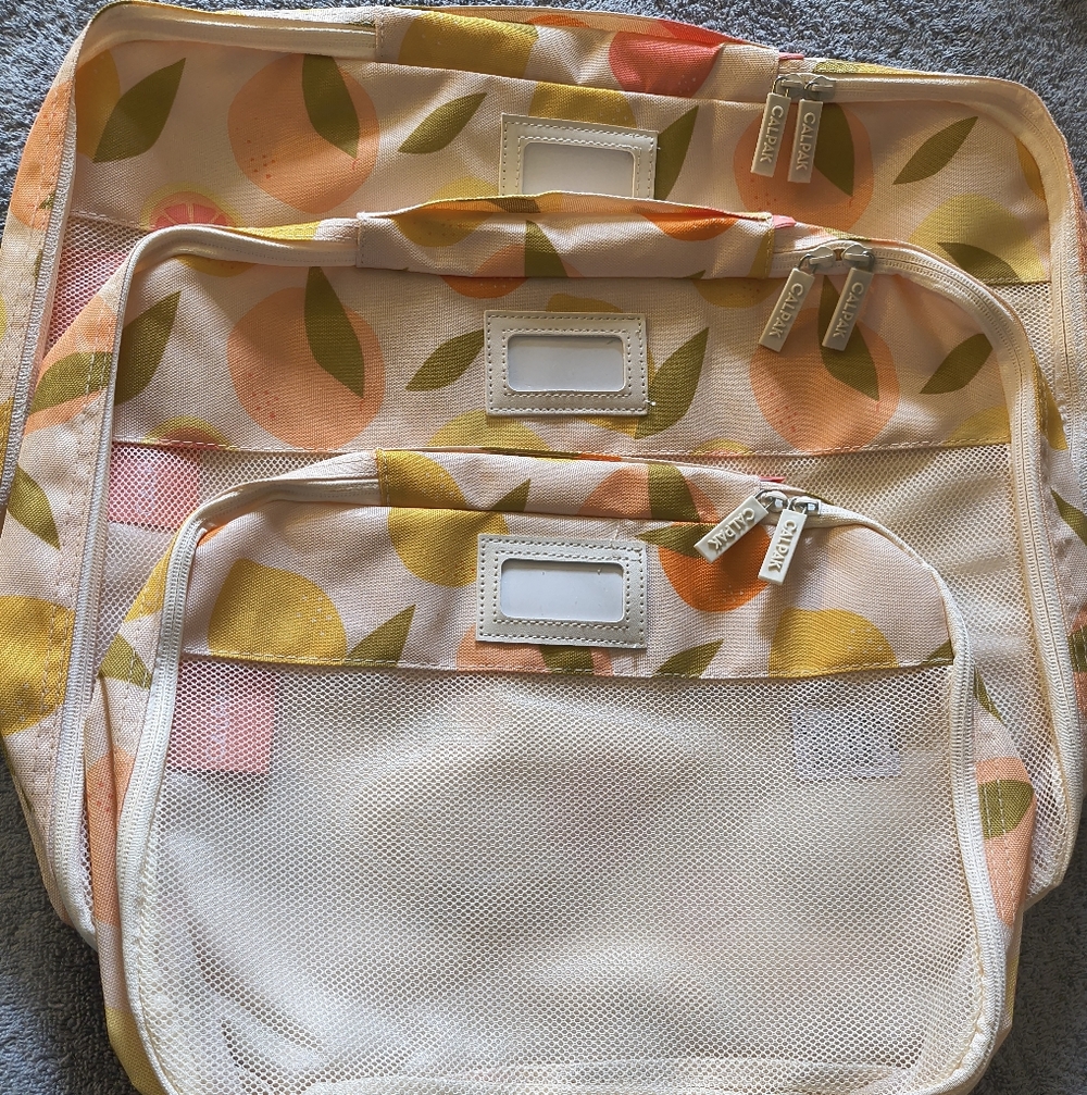 Calpak Packing Cubes Citrus Pattern Lot of Three Travel Vacation Cruise Resort
